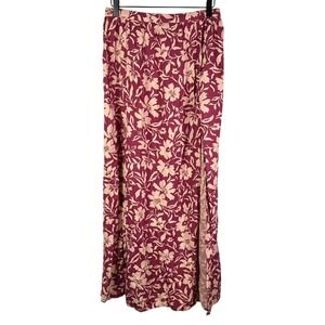 Patrons of Peace Floral Maxi Skirt in Burgundy and Cream